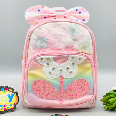 9* Inches Girls Fancy Flower Backpack - Pink